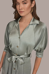 Donna Karan | SATIN MIDI SHIRT DRESS