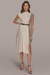Donna Karan | CAP SLEEVE COLOR-BLOCK MIDI DRESS