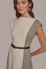 Donna Karan | CAP SLEEVE COLOR-BLOCK MIDI DRESS