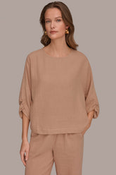 Donna Karan | 3/4 SLEEVE TWIST CUFF BLOUSE