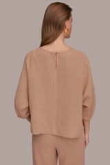 Donna Karan | 3/4 SLEEVE TWIST CUFF BLOUSE