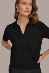 Donna Karan | COTTON AND CASHMERE POLO SWEATER