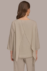 Donna Karan | 3/4 SLEEVE OVERLAY BLOUSE