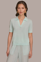 Donna Karan | COTTON AND CASHMERE POLO SWEATER