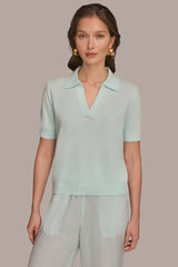Donna Karan | COTTON AND CASHMERE POLO SWEATER