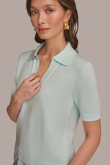 Donna Karan | COTTON AND CASHMERE POLO SWEATER