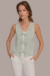 Donna Karan | SLEEVELESS TIE-FRONT CARDIGAN