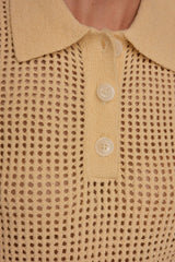 Donna Karan | SLEEVELESS OPEN STITCH POLO SWEATER