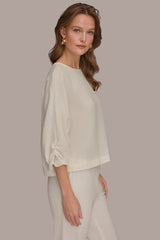 Donna Karan | 3/4 SLEEVE TWIST CUFF BLOUSE