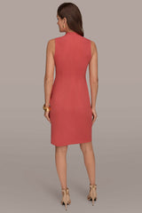 Donna Karan | SLEEVELESS WRAP V-NECK SHEATH DRESS