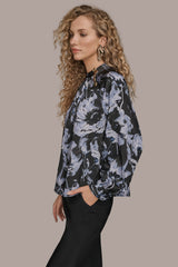Donna Karan | BUTTON-NECK BLOUSE