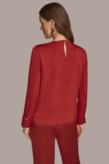 Donna Karan | LONG SLEEVE RING V-NECK BLOUSE