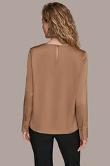 Donna Karan | LONG SLEEVE RING V-NECK BLOUSE
