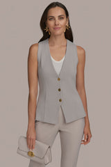 Donna Karan | SLEEVELESS BUTTON UP SWEATER VEST