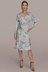 Donna Karan | COTTON PRINTED MIDI SHIRT DRESS