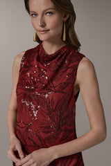 Donna Karan | SLEEVELESS COWL NECK SEQUIN BLOUSE
