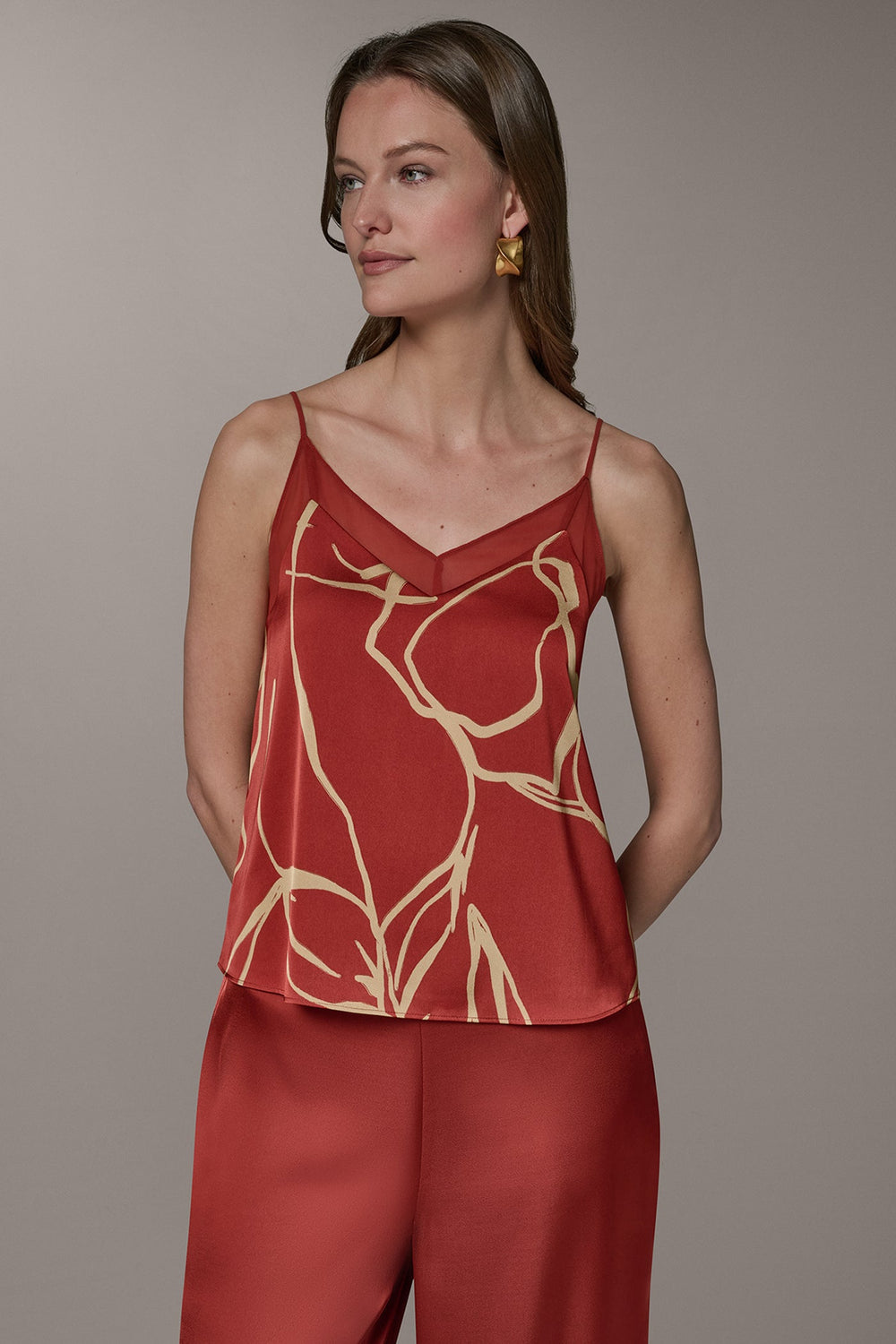 Donna Karan | SLEEVELESS V-NECK PRINT CAMI