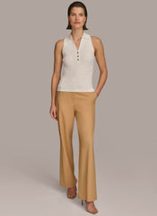 Donna Karan | TEXTURE SWEATER WITH GOLD BUTTONS