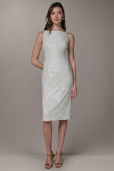 Donna Karan | FLORAL SEQUIN MIDI SHEATH DRESS