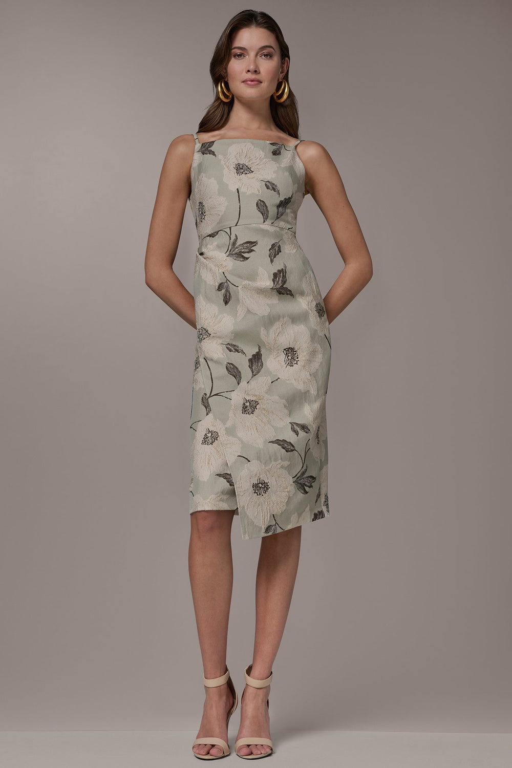 Donna Karan | FLORAL-JACQUARD WRAP MIDI DRESS