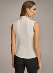 Donna Karan | V NECK WITH HARDWARE AND RUCHED DETAIL