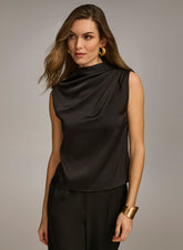 Donna Karan | SLEEVELESS DRAPED MOCKNECK TOP