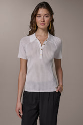 Donna Karan | RIB-KNIT POLO SWEATER