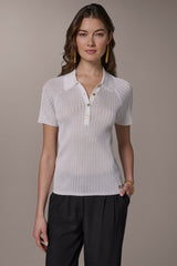 Donna Karan | RIB-KNIT POLO SWEATER