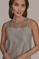 Donna Karan | LAYERED BEADED SLEEVELESS BLOUSE