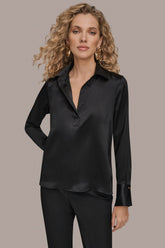 Donna Karan | STRETCH SILK-SATIN SHIRT