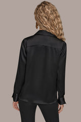 Donna Karan | STRETCH SILK-SATIN SHIRT
