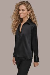 Donna Karan | STRETCH SILK-SATIN SHIRT
