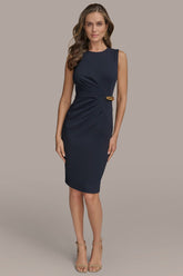 Donna Karan | SLEEVELESS PLEATED MIDI SHEATH DRESS