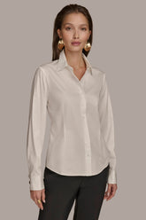 Donna Karan | BUTTON UP WITH CUFF HARDWARE TOP