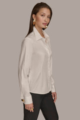 Donna Karan | BUTTON UP WITH CUFF HARDWARE TOP