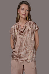 Donna Karan | METALLIC BURNOUT BLOUSE
