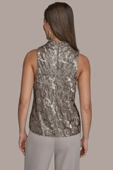 Donna Karan | SLEEVELESS HIGH COWL-NECK SEQUIN TOP