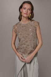 Donna Karan | LAYERED SEQUIN SWEATER
