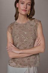 Donna Karan | LAYERED SEQUIN SWEATER