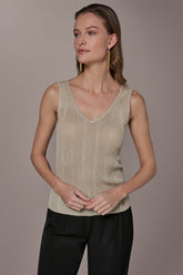 Donna Karan | METALLIC RIBBED SWEATER TANK