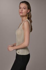 Donna Karan | METALLIC RIBBED SWEATER TANK