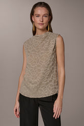 Donna Karan | JACQUARD HIGH MOCK NECK BLOUSE