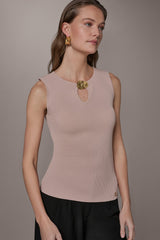 Donna Karan | KEYHOLE RIBBED SWEATER TANK