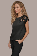 Donna Karan | FLORAL-EMBROIDERED BLOUSE