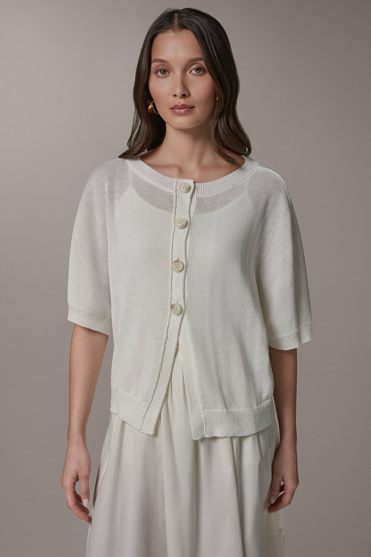 Donna Karan | SHORT SLEEVE EASY CARDIGAN