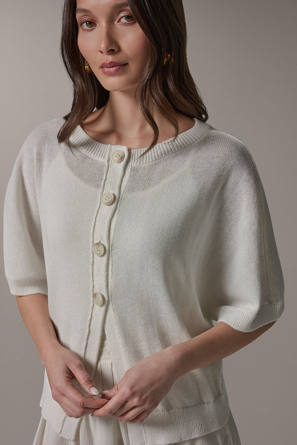 Donna Karan | SHORT SLEEVE EASY CARDIGAN