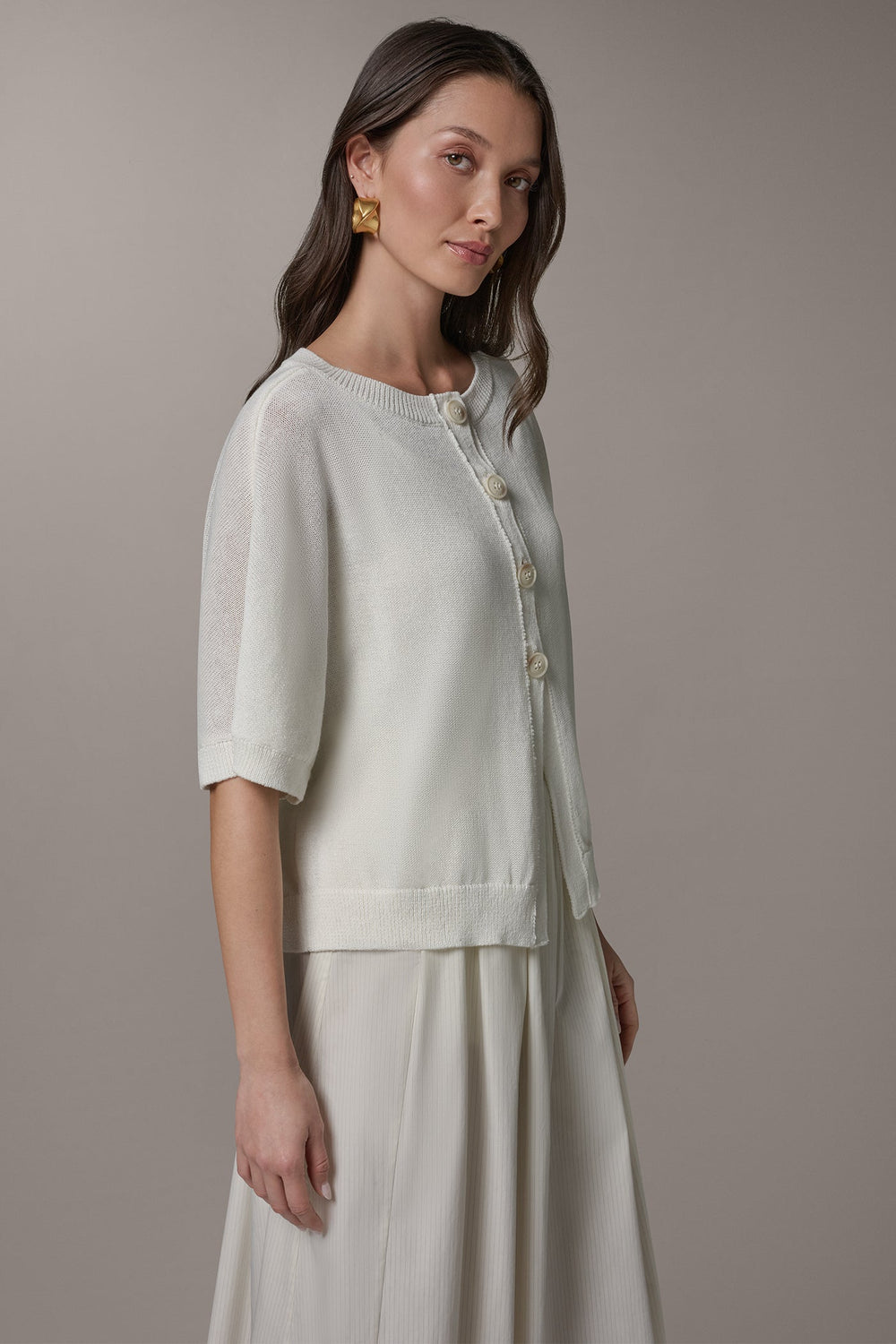 Donna Karan | SHORT SLEEVE EASY CARDIGAN