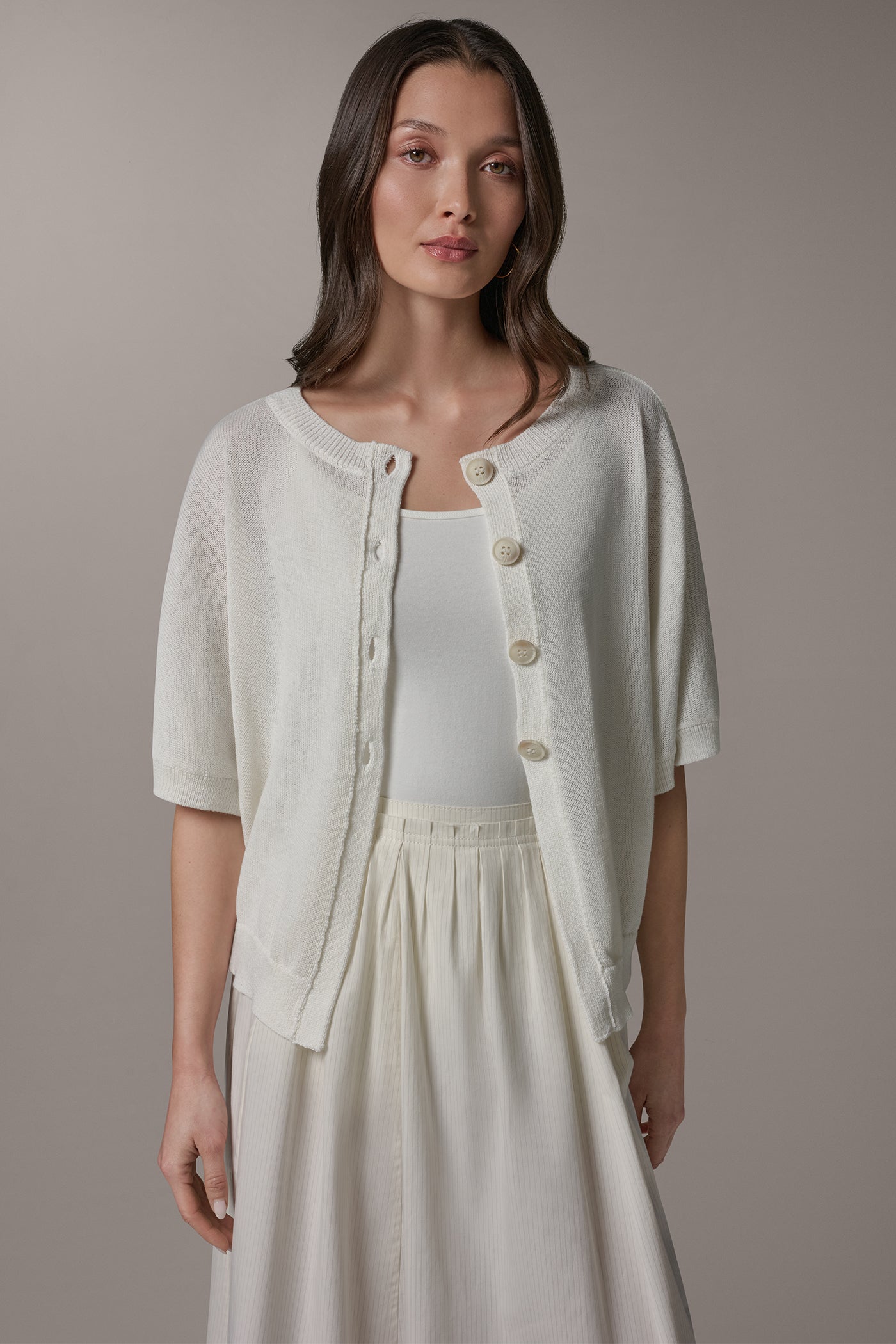 Donna Karan | SHORT SLEEVE EASY CARDIGAN