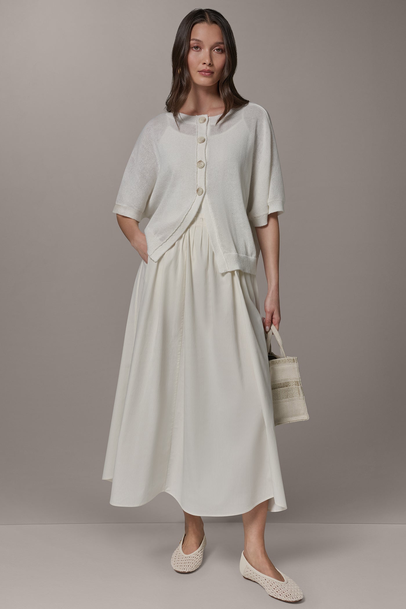 Donna Karan | SHORT SLEEVE EASY CARDIGAN