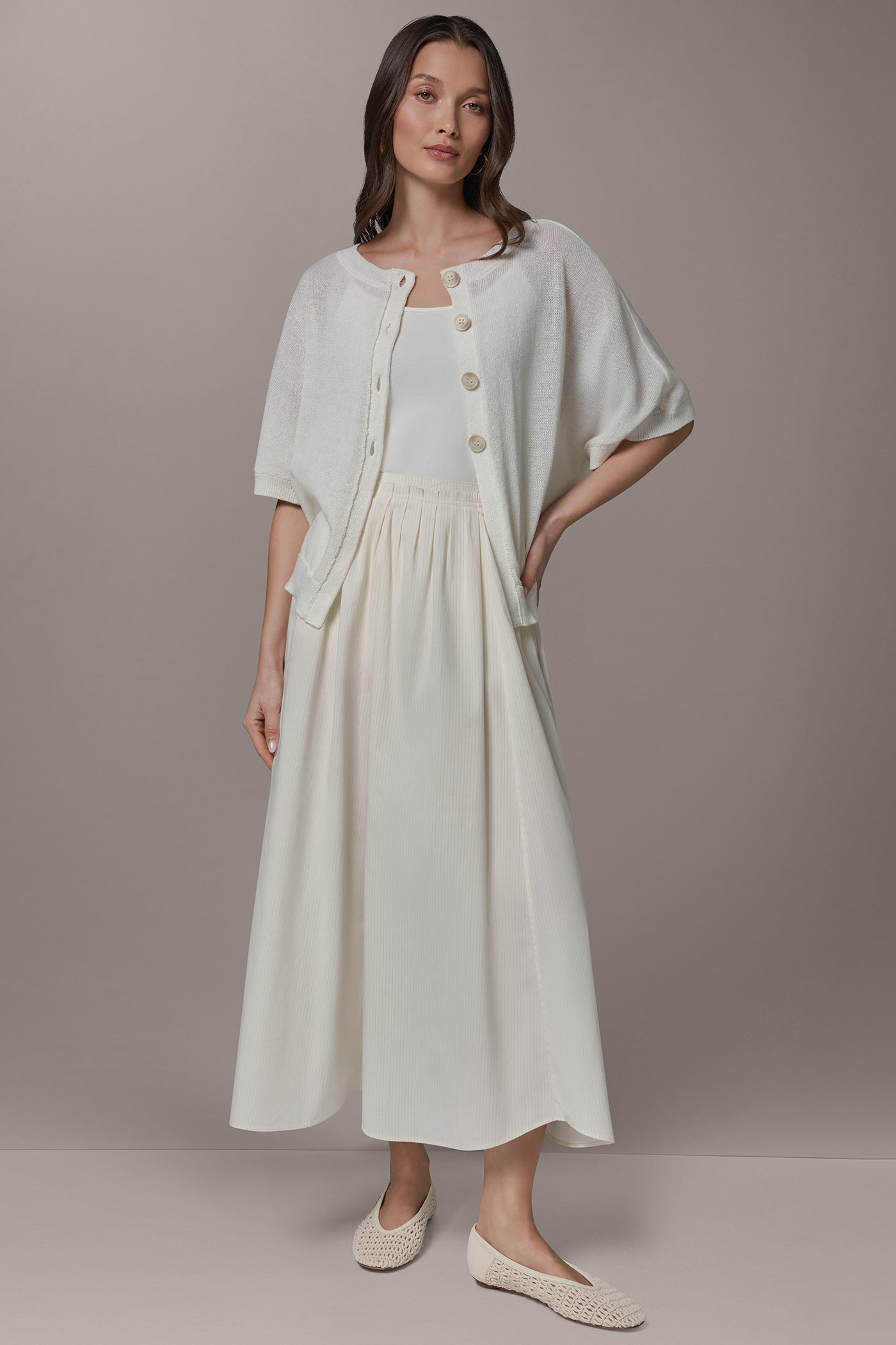 Donna Karan | SHORT SLEEVE EASY CARDIGAN